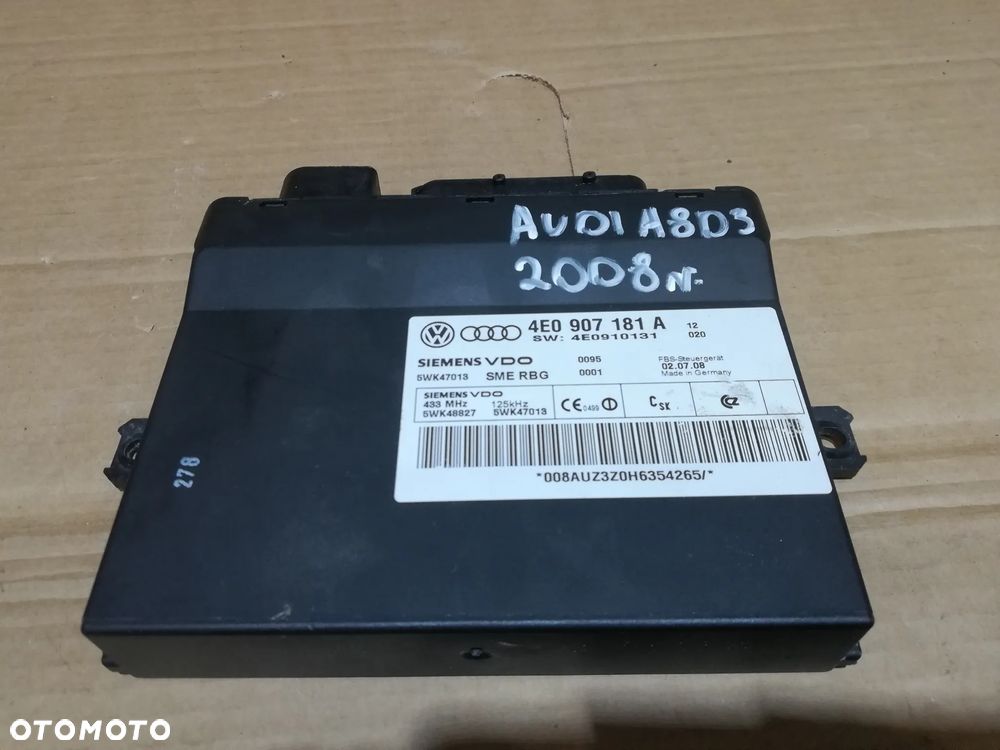 MODUŁ STEROWNIK KESSY AUDI A8 D3 4E0907181 - 1