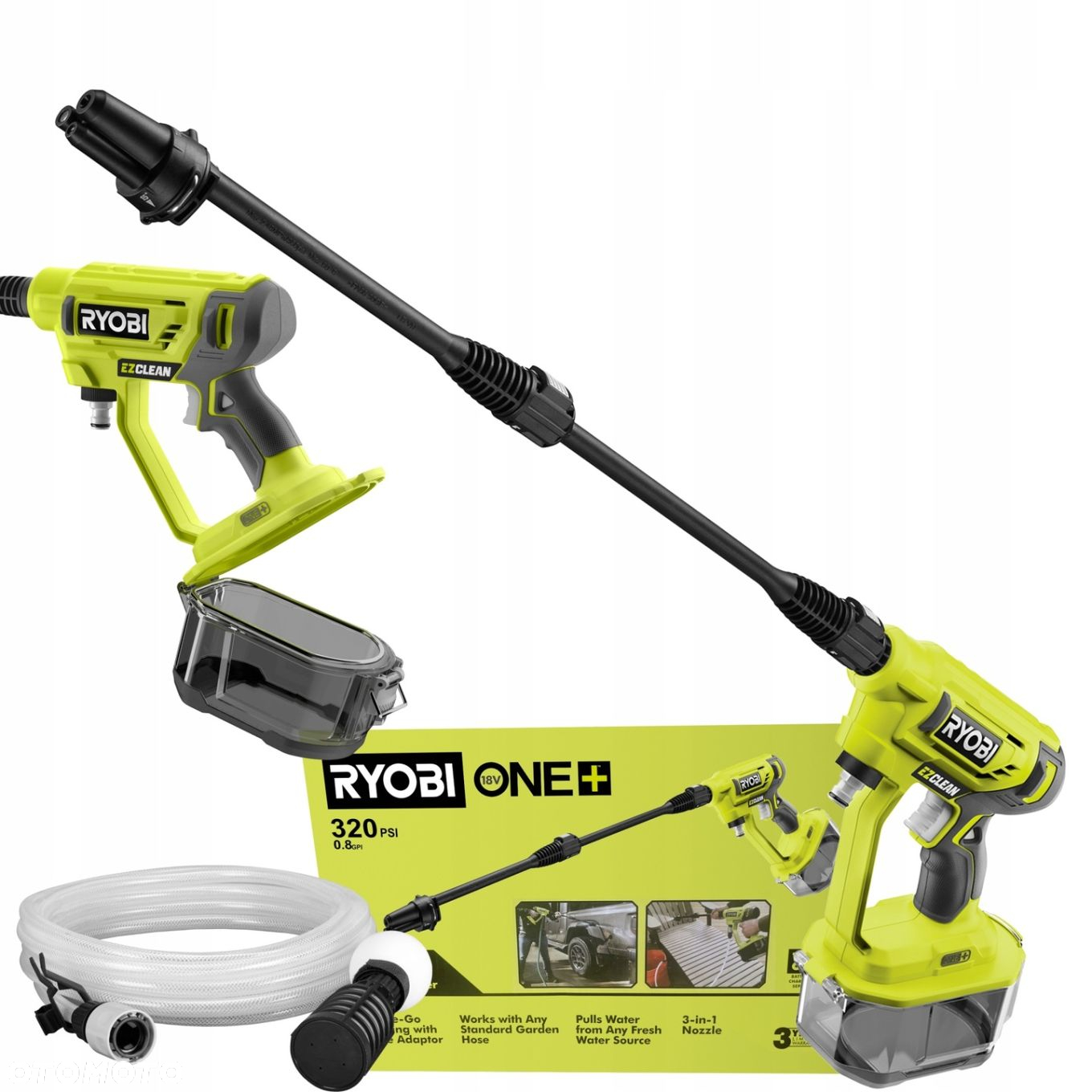 RYOBI AKUMULATOROWA MYJKA ciśnieniowa PISTOLET RY18PW22A 22BAR LANCA WĄŻ 6m - 13