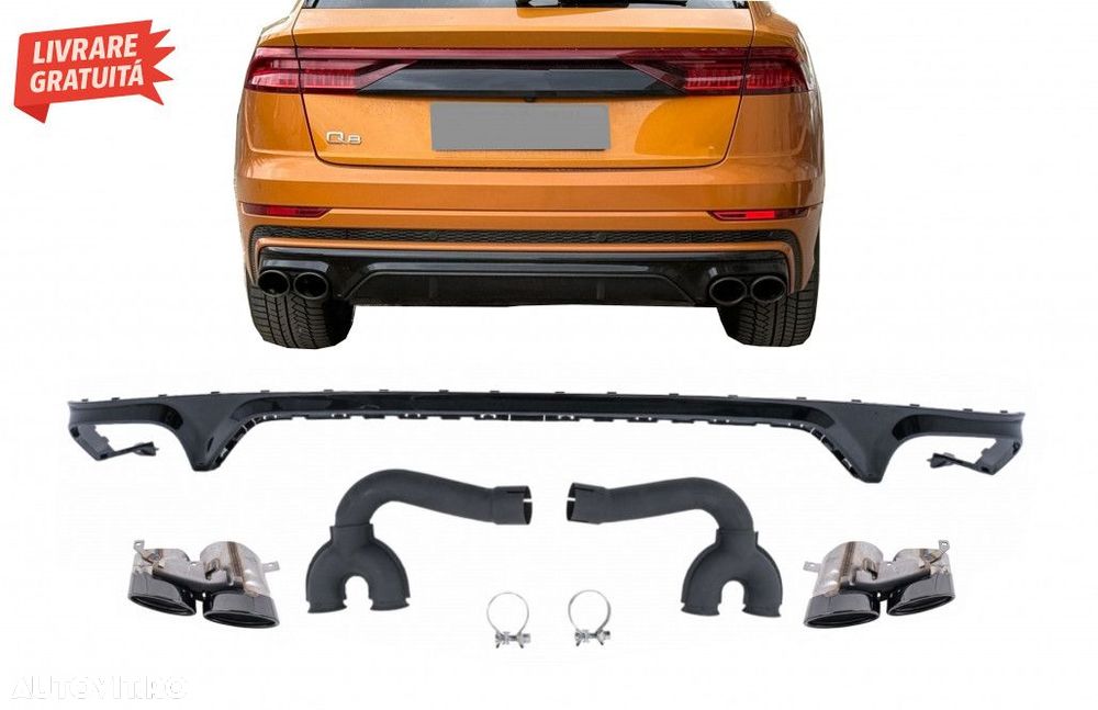 Difuzor Bara Spate Evacuare Dubla Audi Q8 S-Line (2018-2023) Evacuari - 1