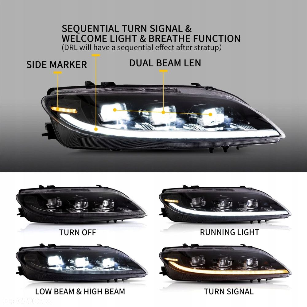 Reflektory Lampy kpl Vland Full Led Neon Tuning Mazda 6 I gg gy 2002-2007 - 7