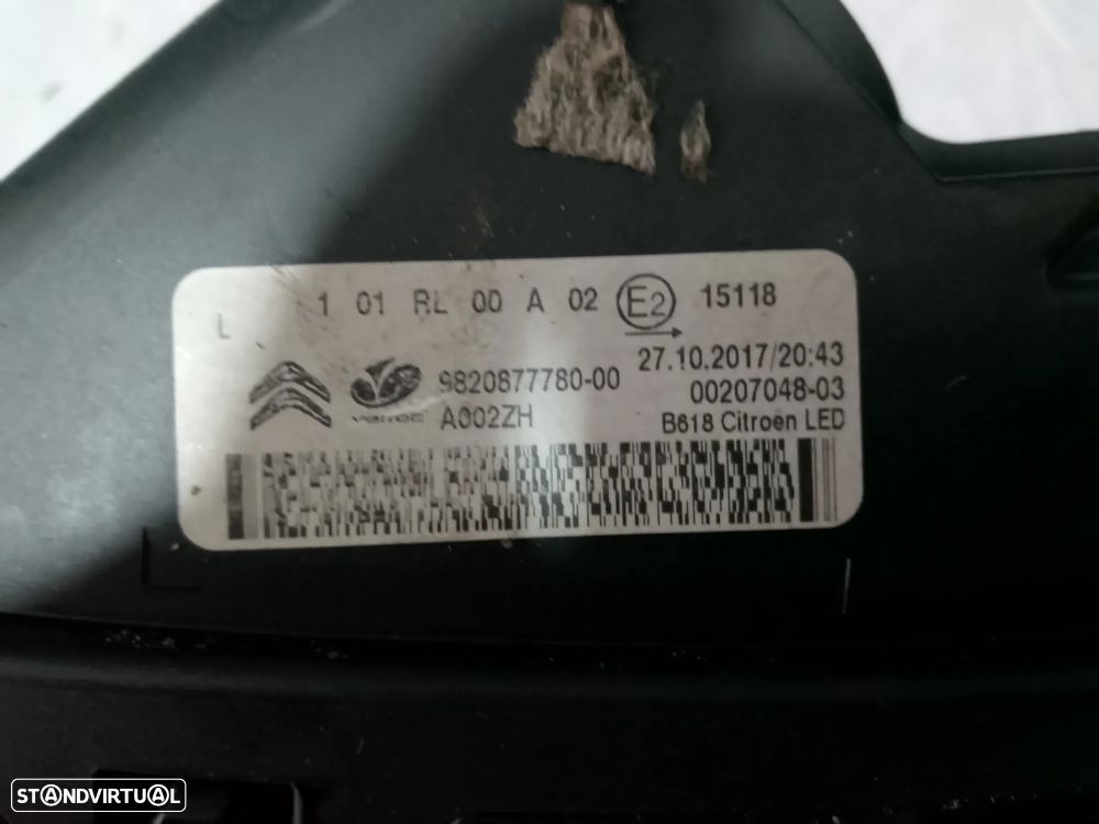 FAROL DIURNO ESQUERDO CITROEN C3 III / 9820877780 - 2