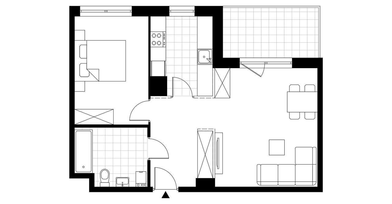 2-pokojowe mieszkanie 51m2 + loggia - Pełny obrazek: 2/9