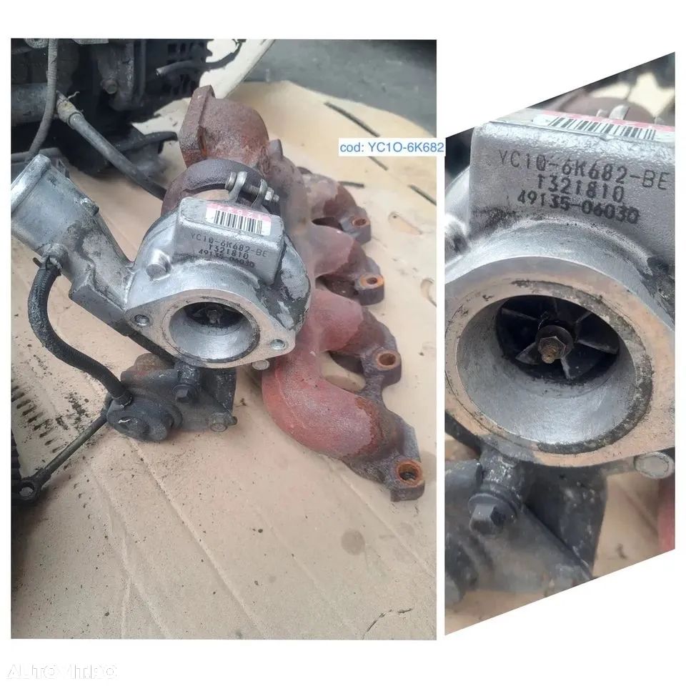 Turbina turbosuflanta galerie evacuare buson ulei cu gat tubulatura admisie conducte motorina ford transit 2,4 tdci euro 3 diesel 2000 - 2006 - 3