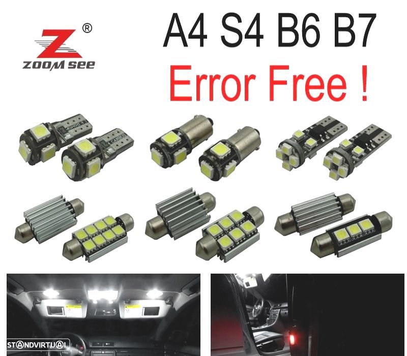 KIT COMPLETO DE 20 LÂMPADAS LED INTERIOR PARA AUDI A4 S4 RS4 B6 B7 2002-2008 - 1
