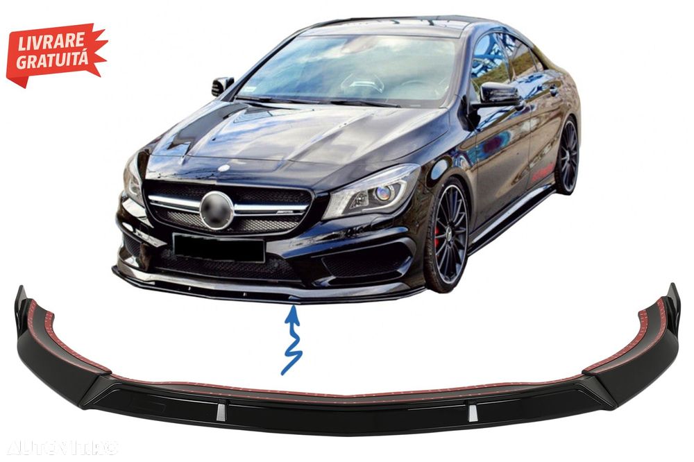 Prelungire Bara Fata Mercedes CLA45 C117 X117 (2013-2016) Negru Lucios- livrare gratuita - 1