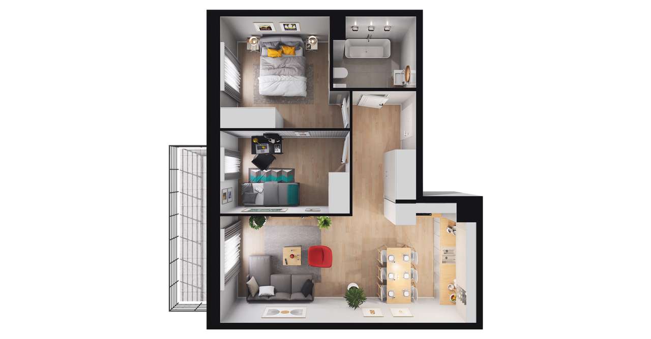 3-pokojowe mieszkanie 57m2 + balkon Bez Prowizji - Pełny obrazek: 2/23