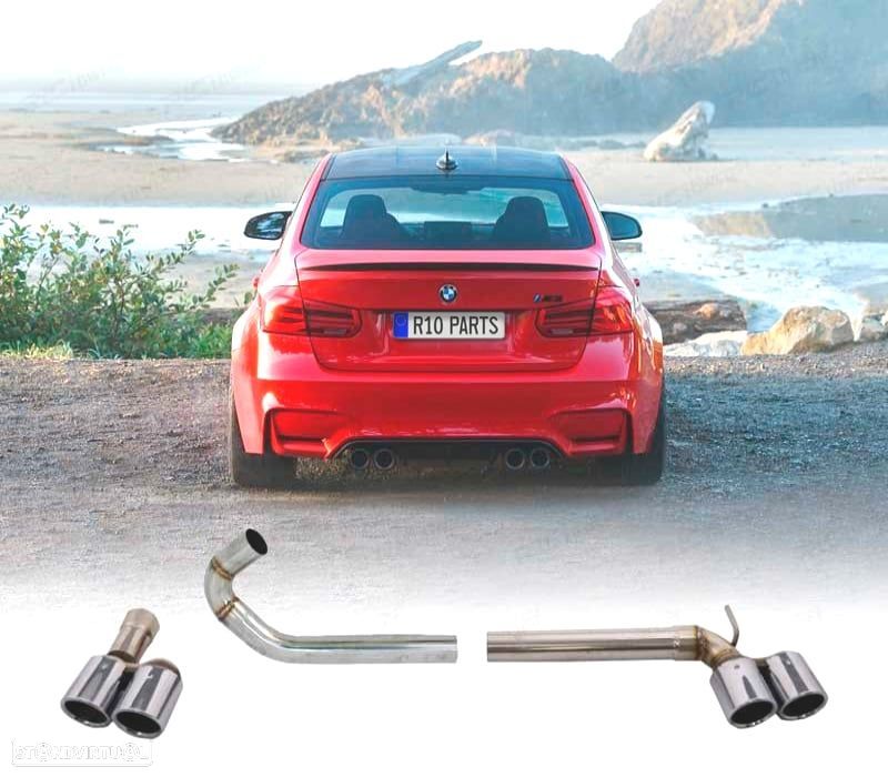 CONJUNTO PONTEIRAS DE ESCAPE DUPLA BMW F30 F31 10-18 LOOK M3 - 1