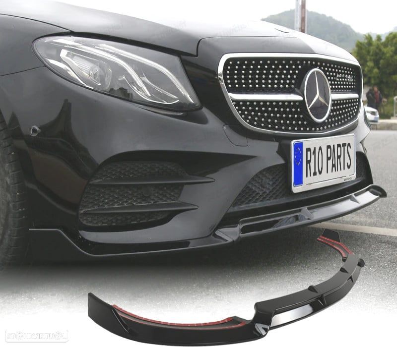 SPOILER FRONTAL MERCEDES CLASE E W213 16-20 LOOK SPORT PRETO BRILHANTE - 1