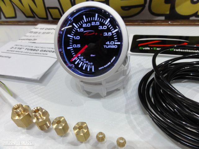 Manômetro da Pressão do Turbo 4 bar Fundo Preto / smoke c/iluminação led branco Depo Racing Japan - 10