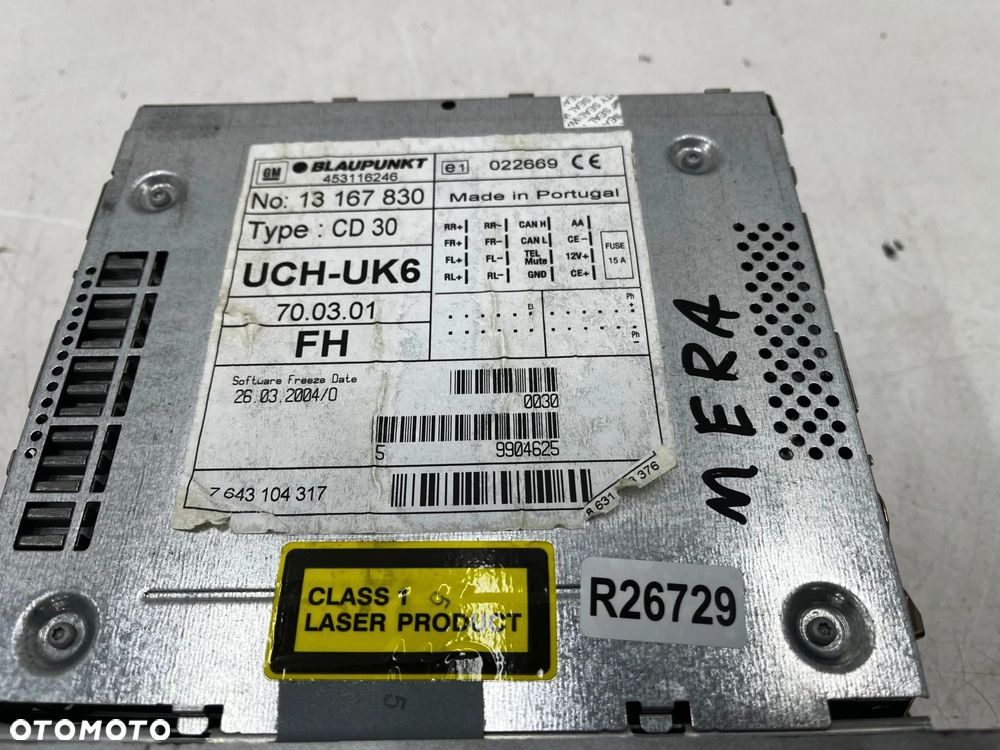 Radio Opel Meriva A Vivaro Vectra C Signum Corsa tuner CD 30 Blaupunkt fabryczny czytnik płyt panel - 7