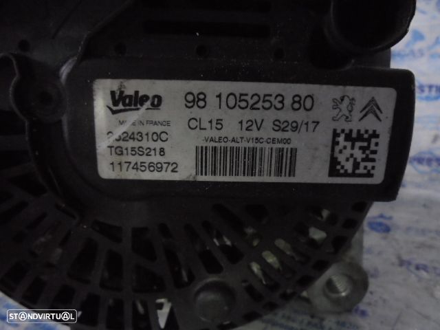 Alternador 9810525380 2624310C PEUGEOT 308 2 BREAK SW FASE 2 2017 1.6HDI 120CV 5P CINZA VALEO PEUGEOT 308  T9 FASE 1 2016 1.6HDI 120CV 5P CINZENCO ESCURO VALEO 12V - 5