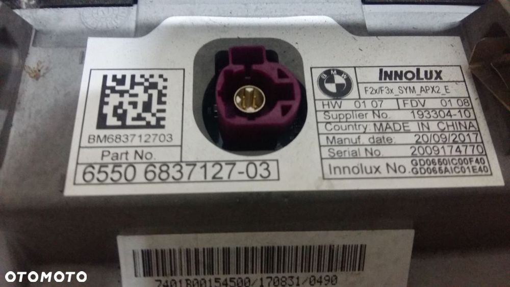 BMW F20 F30 F36 MONITOR WYSWIETLACZ 6837127 - 3