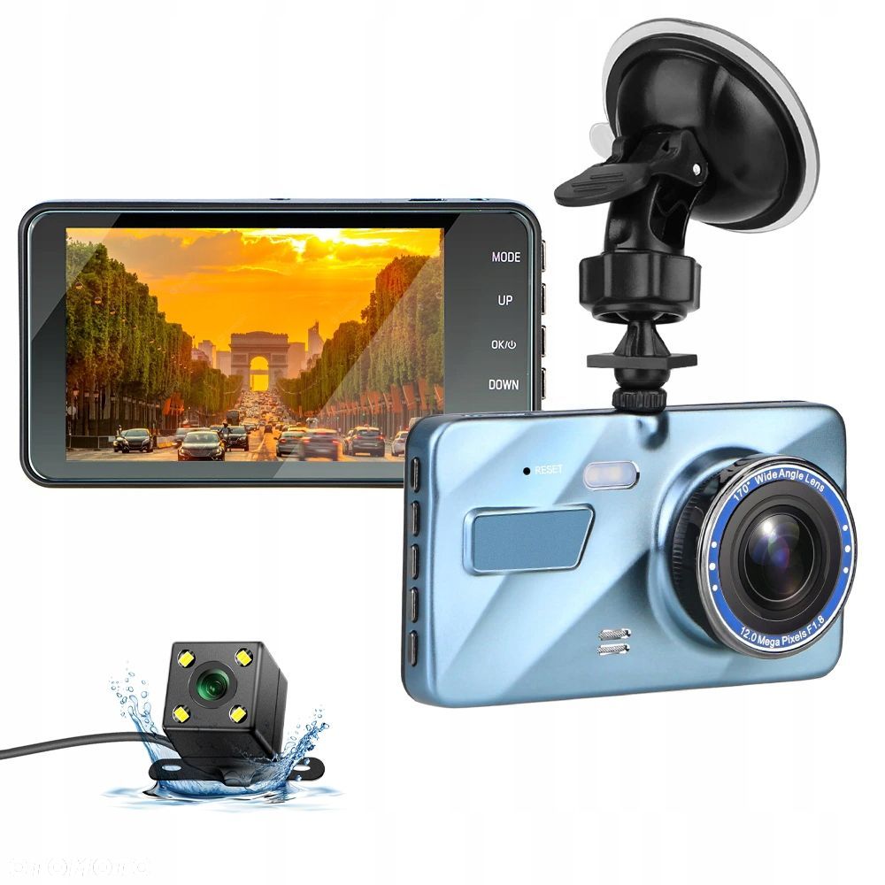 Wideorejestrator Z Kamerą Cofania Fullhd 1296P Ekran Dotykowy 4" - 1