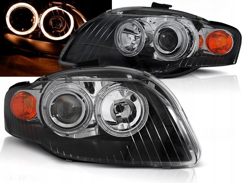 Reflektor Lampa kpl Ringi Angel Eyes Depo Tuning Black Audi a4 b7 8e 2004- - 1