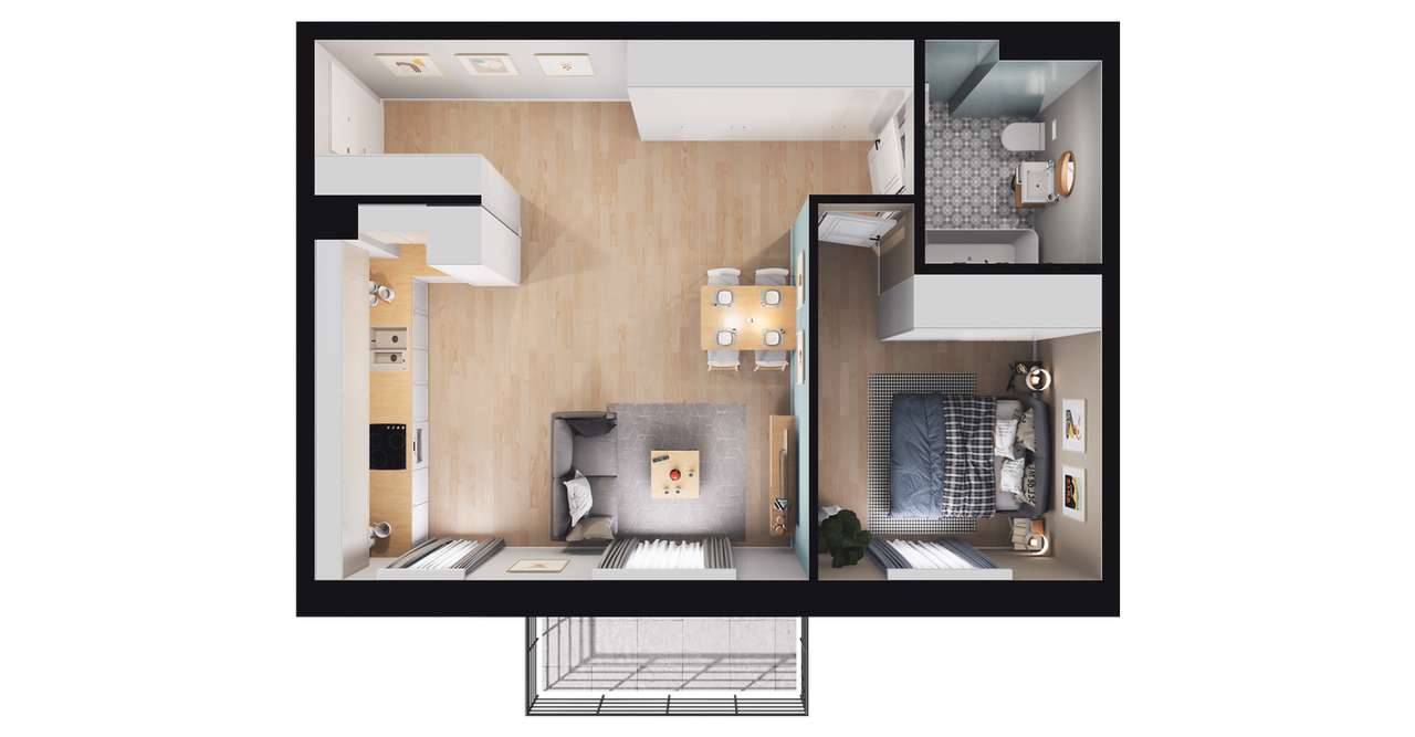 2-pokojowe mieszkanie 47m2 + balkon Bez Prowizji - Pełny obrazek: 3/5