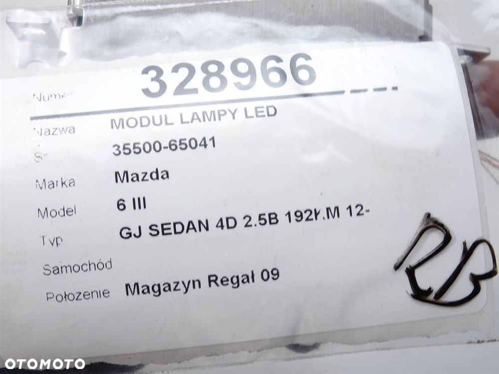 MODUŁ LAMPY LED  MAZDA 6 sedan (GJ, GL) 2012 - 2022 2.5 (GJ5FP) 141 kW [192 KM] benzyna 2013 - 2022 - 5