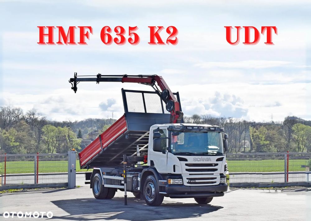 Scania P250 * WYWROTKA 4,75m + HMF 635 K2 + PILOT * STAN BDB - 1