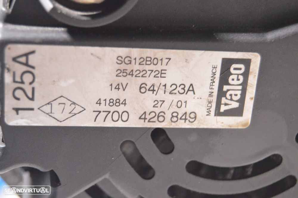 ALTERNADOR VALEO 7700426849 41884 SG12B017 2542272E 64123A RENAULT LAGUNA II 2 MK2 BG0 BG1 2.2 DCI 140CV G9T706 - 4