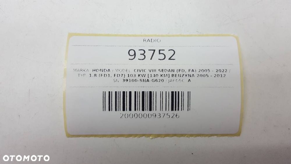 RADIO FABRYCZNE CIVIC VIII SEDAN 39100-sna-g620 - 5