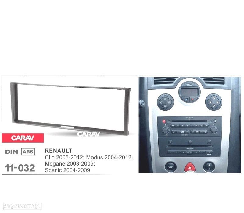 MOLDURA ADAPTADOR PRETO PARA RADIO 1-DIN PARA RENAULT CLIO MODUS MEGANE SCENIC - 3
