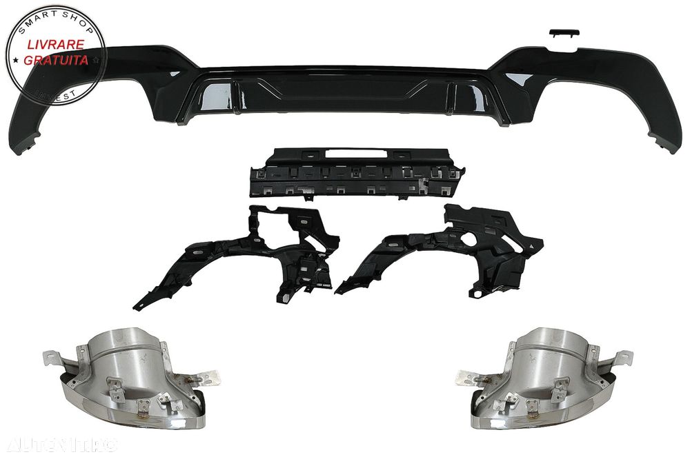 Difuzor Bara Spate Evacuare Dubla si Tobe Ornament Crom BMW Seria 3 G20 G28 Sedan - livrare gratuita - 9