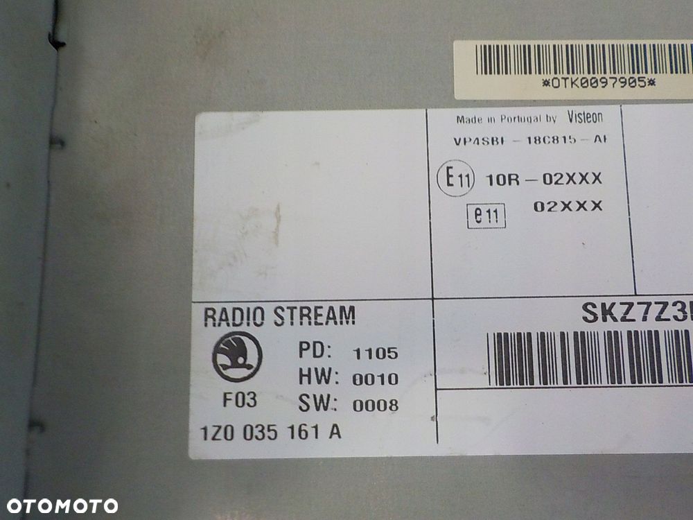 SKODA OCTAVIA II RADIO FABRYCZNE 1Z0035161A - 2