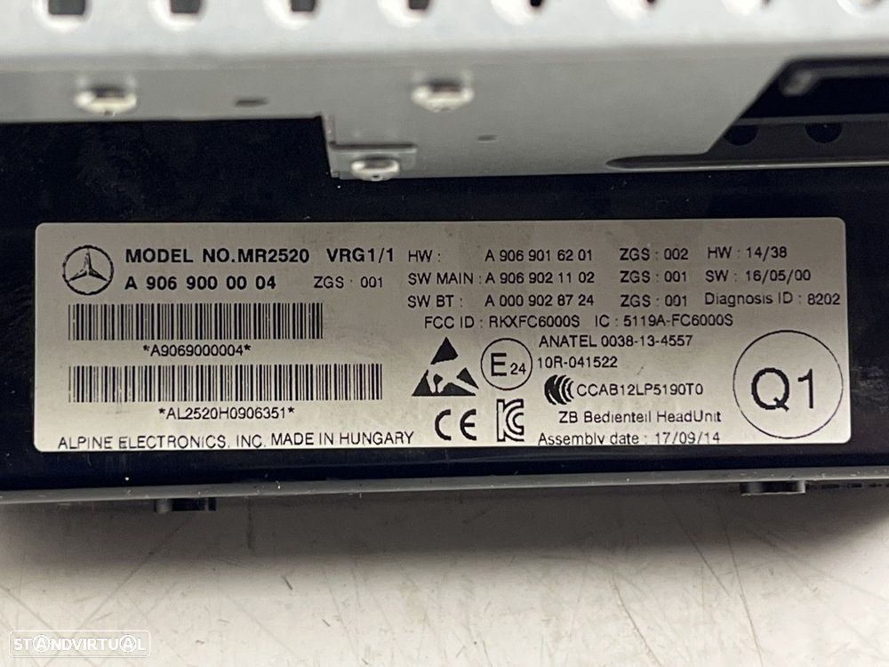 Rádio MERCEDES-BENZ SPRINTER 3,5-t Box (906) A9069000004 A 906 900 00 04 - 3