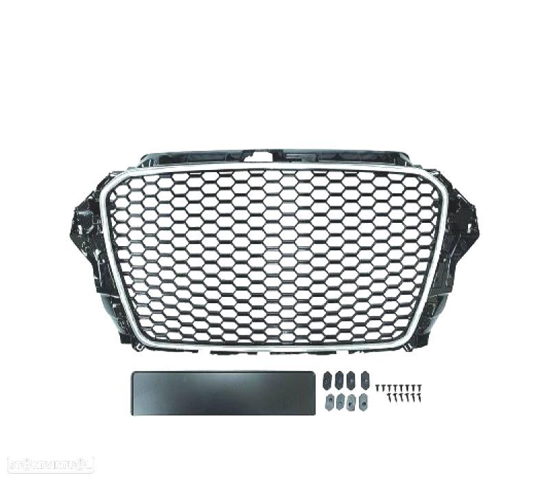 GRELHA AUDI A3 8V 12-16 LOOK RS3 PRETO CROMADO - 1
