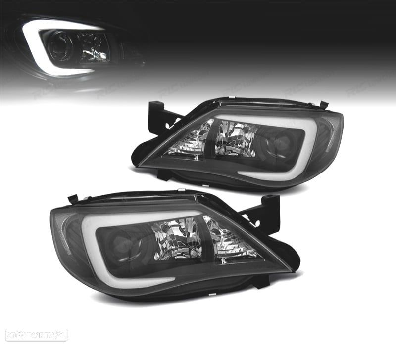 FAROIS FRONTAIS PARA SUBARU IMPREZA 08-12 TUBE LIGHT FUNDO PRETO - 1