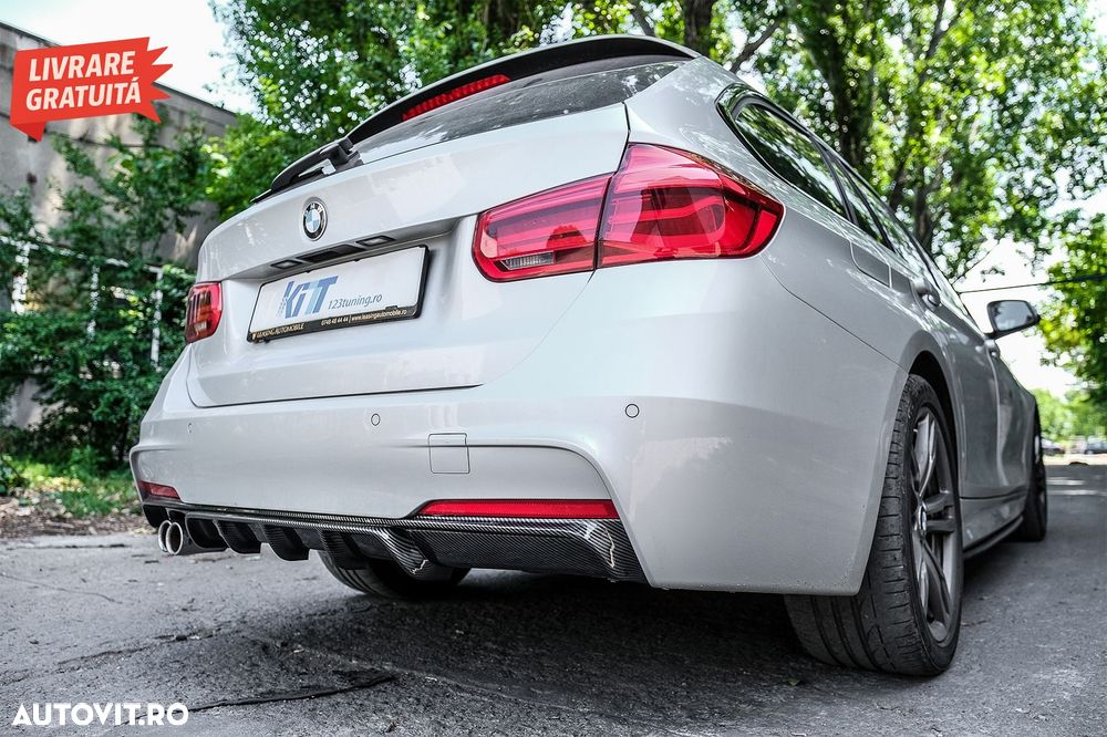 Prelungire Bara Fata cu Difuzor Bara Spate BMW Seria 3 F30 F31 (2011-up) M Perform- livrare gratuita - 14