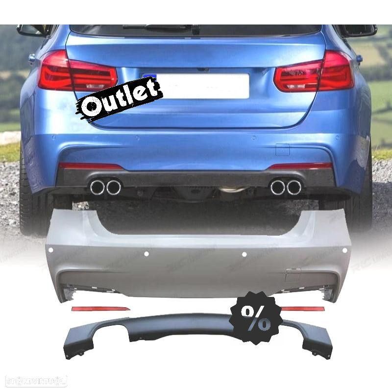 C014066C1 PARA-CHOQUES TRASEIRO BMW F30 12-19 LOOK M TECH PDC SAÍDA DUPLA - 1