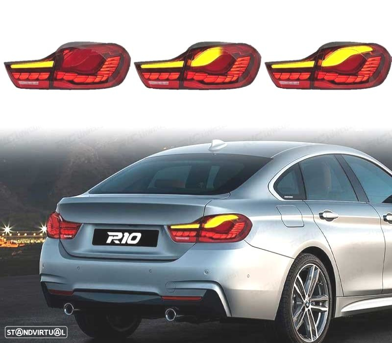 FAROLINS FULL LED BMW F32 F33 F36 13-18 LIGHT BAR OLED FUNDO VERMELHO - 6
