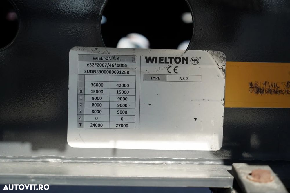 Wielton CORTINĂ STANDARD WIELTON / ACOPERIȘ LVT / SISTEM BDE - STALPINI CULISANTI / AXĂ RIDICABILĂ / PUȚIN FOLOSIT - 28