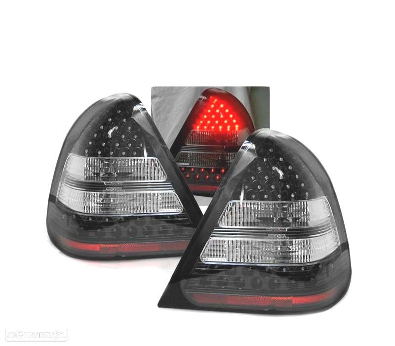 FARÓIS LED MERCEDES W202 93-00 PRETO LED - 1