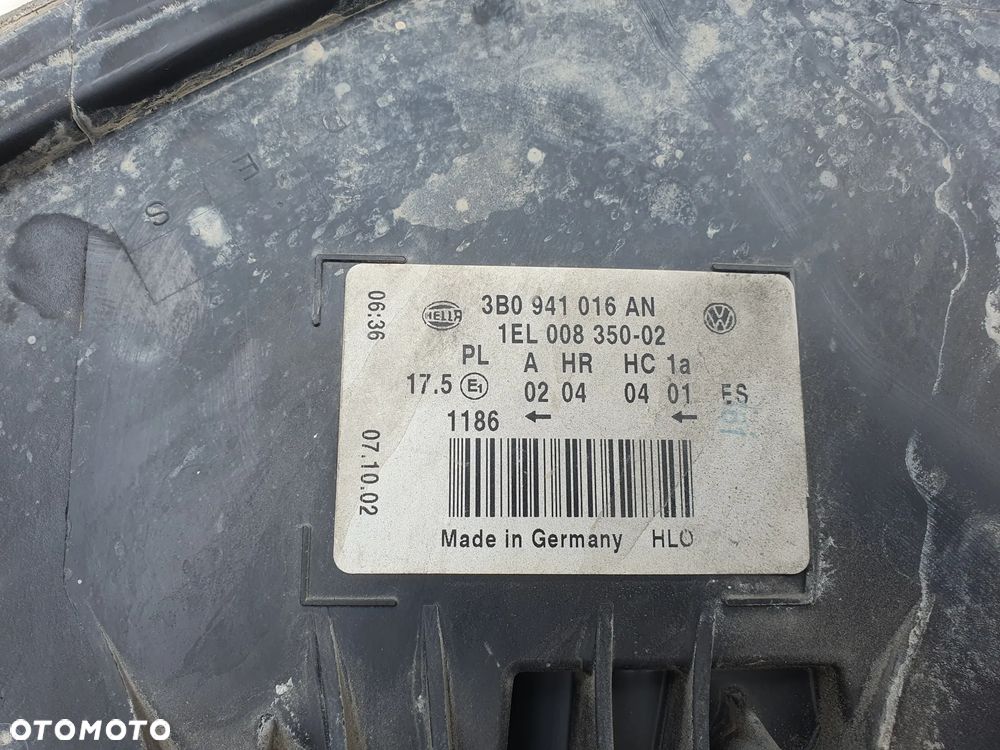 VW PASSAT B5 REFLEKTOR LAMPA PRAWA PRZEDNIA PRAWY PRZÓD 3B0941016AN HELLA ORYGINAŁ - 10
