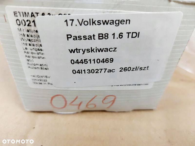 vw passat b8 1.6 tdi wtryskiwacz wtrysk paliwa 0445110469 04l130277ac - 8
