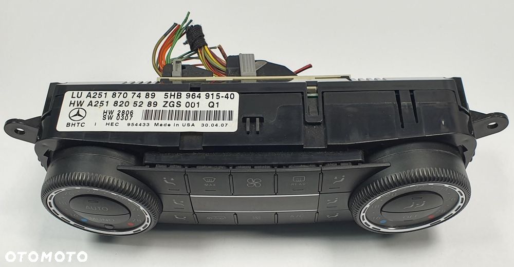 PANEL STEROWANIA NAWIEWU MERCEDES ML W164 A2518707489 EUROPA - 5
