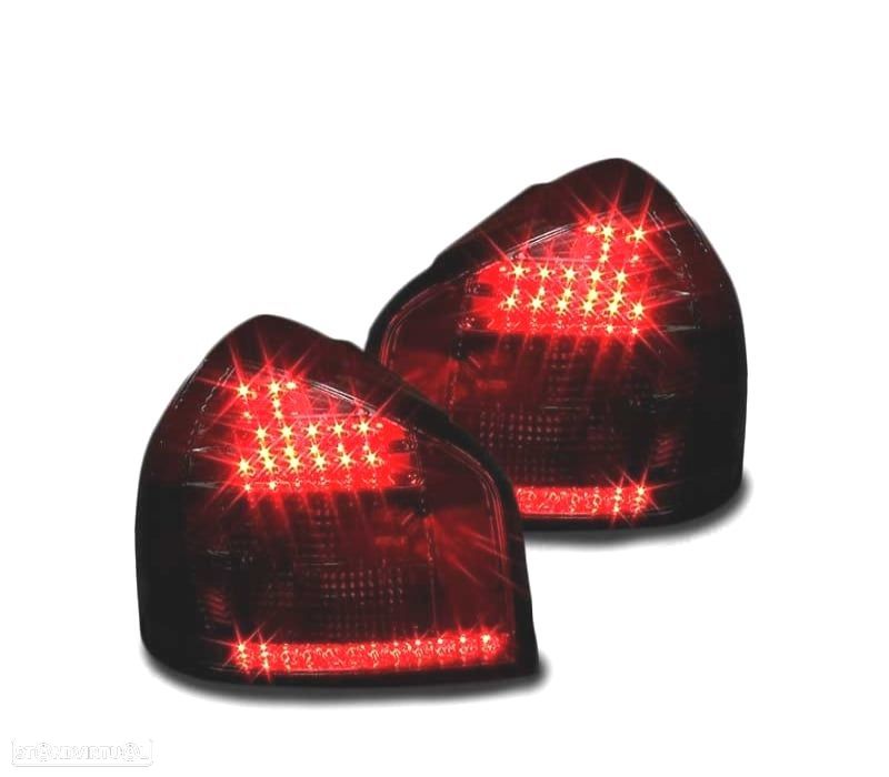 FAROLINS TRASEIROS LED AUDI A3 8L 96-03 FUMADO FUNDO CROMADO - 2