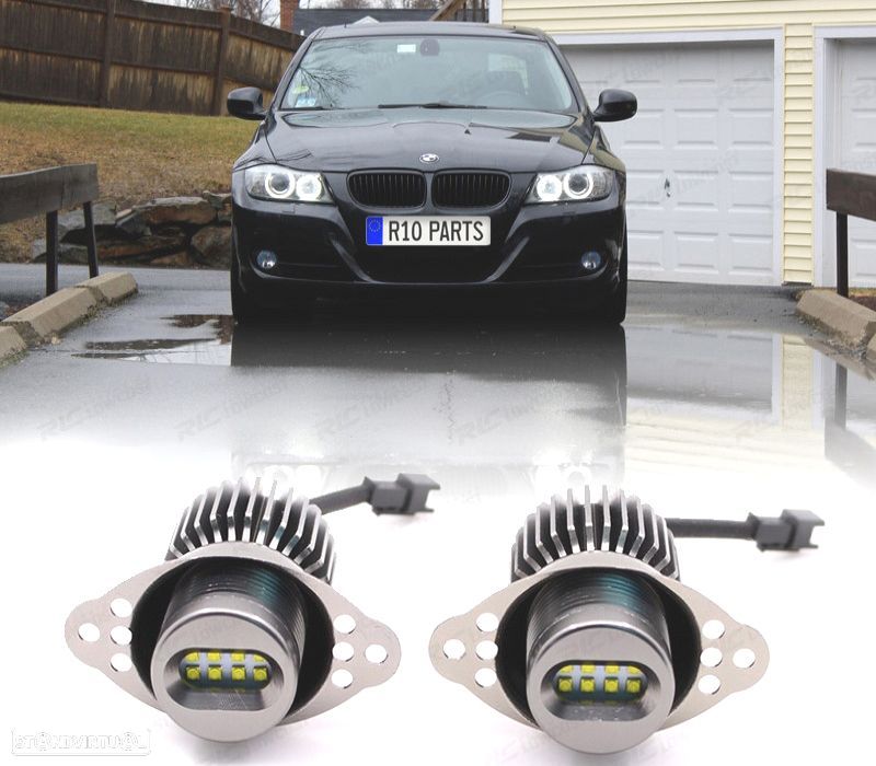 KIT DE LÂMPADAS ANGEL EYES LED 80W CANBUS BMW E90 E91 LCI SEM XENON - 1