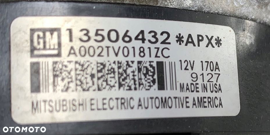 P1 CHEVROLET TRAVERSE II 2017- ALTERNATOR 170A 12V A002TV0181ZC GM 13506432 - 5