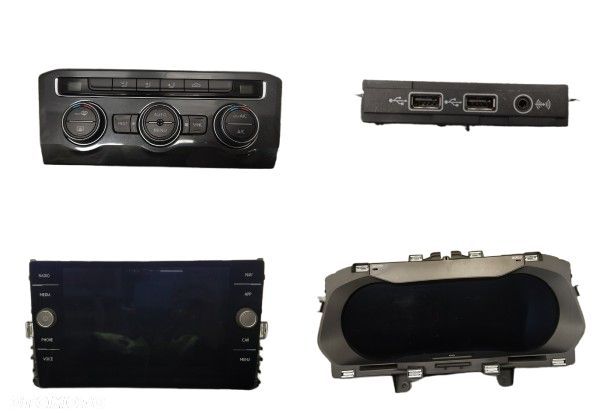 VW TIGUAN II PANEL PRZYCISKI POKRĘTŁA KLIMATYZACJI MODUŁ USB AUX MONITOR EKRAN NAWIGACJI LICZNIK ZEGARY PRĘDKOŚCIOMIERZ VIRTUAL COCKPIT LED ORYGINAŁ