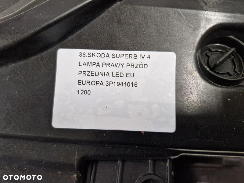 skoda superb 4 iv lampa prawy przód prawa przednia reflektor led eu 3p1941016 - 5