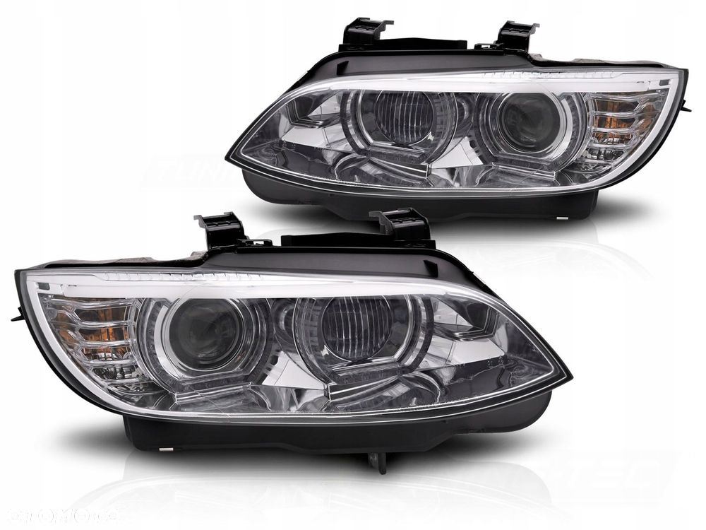 Lampy Reflektory Bmw E92 E93 06-10 Angel Eye 3D Xenon Yellow Led Chrome Drl - 1