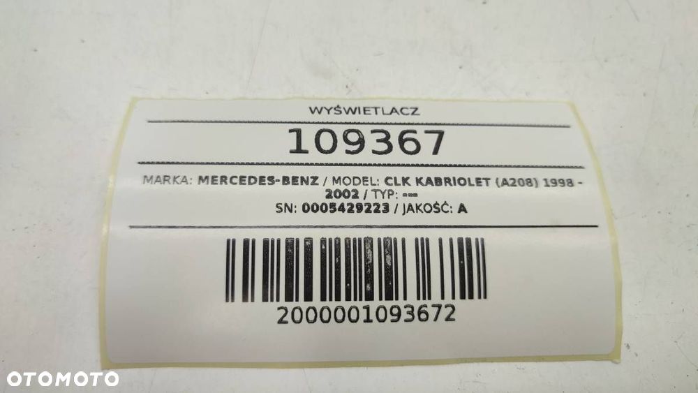 WYŚWIETLACZ EKRAN PDC MERCEDES W208 A0005429223 - 4