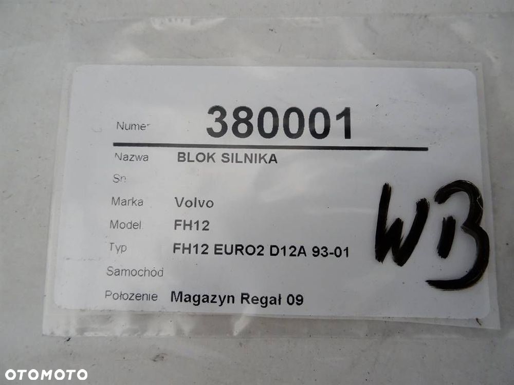 BLOK SILNIKA  VOLVO FH12 1993 - 2022 FH 12/380 279 kW [379 KM] 6x2 1993 - 2005 D12A380 - 8