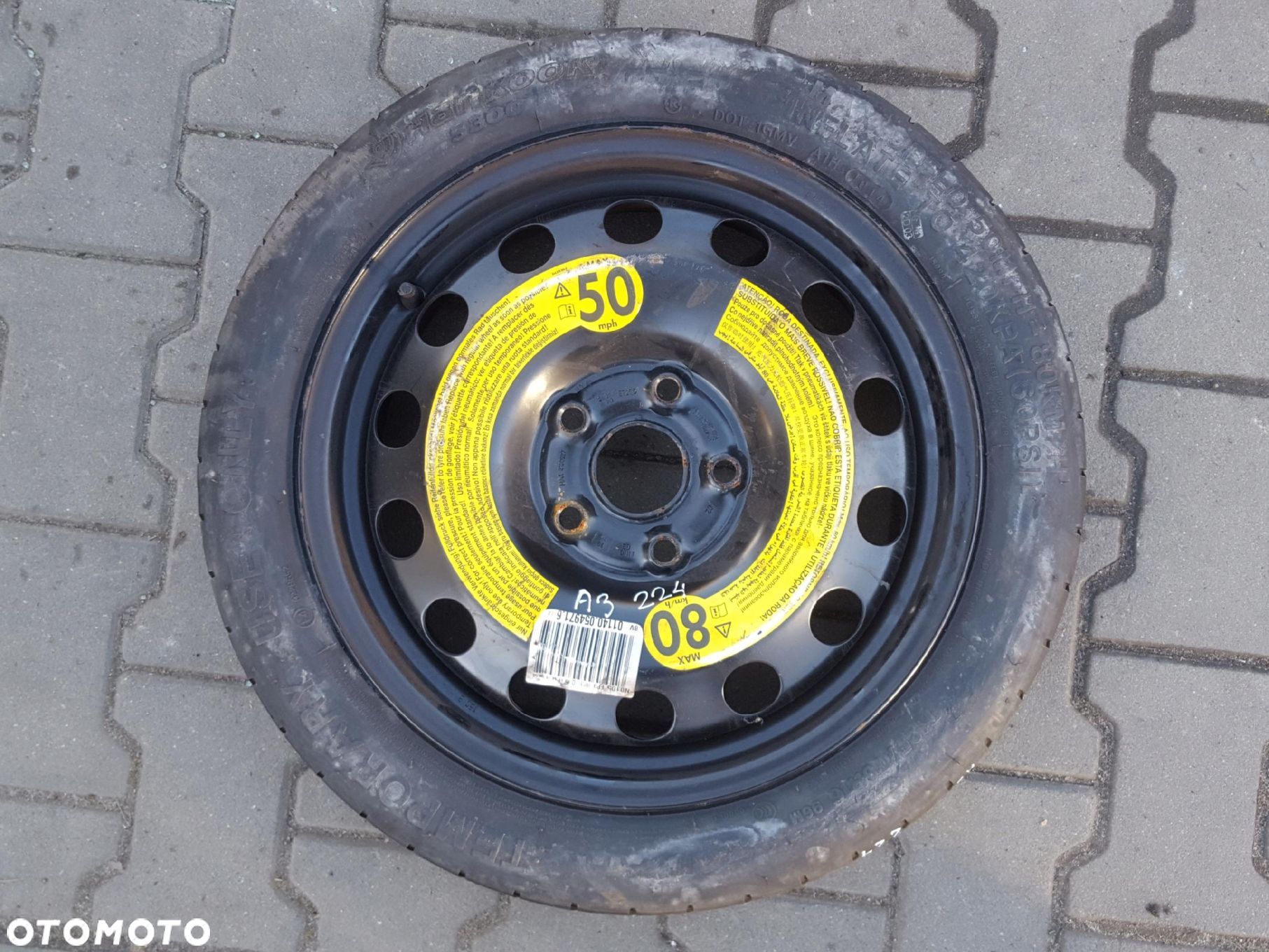 AUDI A3 8P VW GOLF VI 6 V 5 EOS SEAT LEON II ALTEA KOŁO DOJAZDOWE 16 5X112 - 1