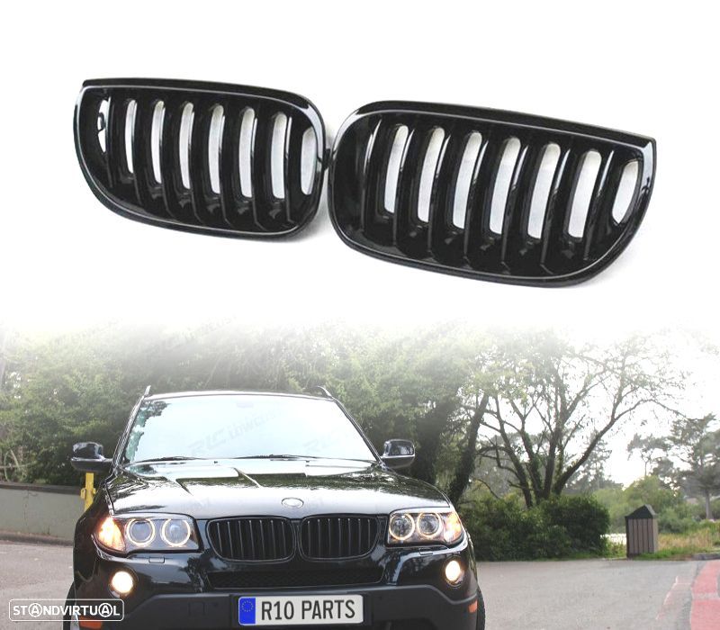 GRELHAS FRONTAIS BMW X3 E83 03-06 PRETO BRILHANTE - 1