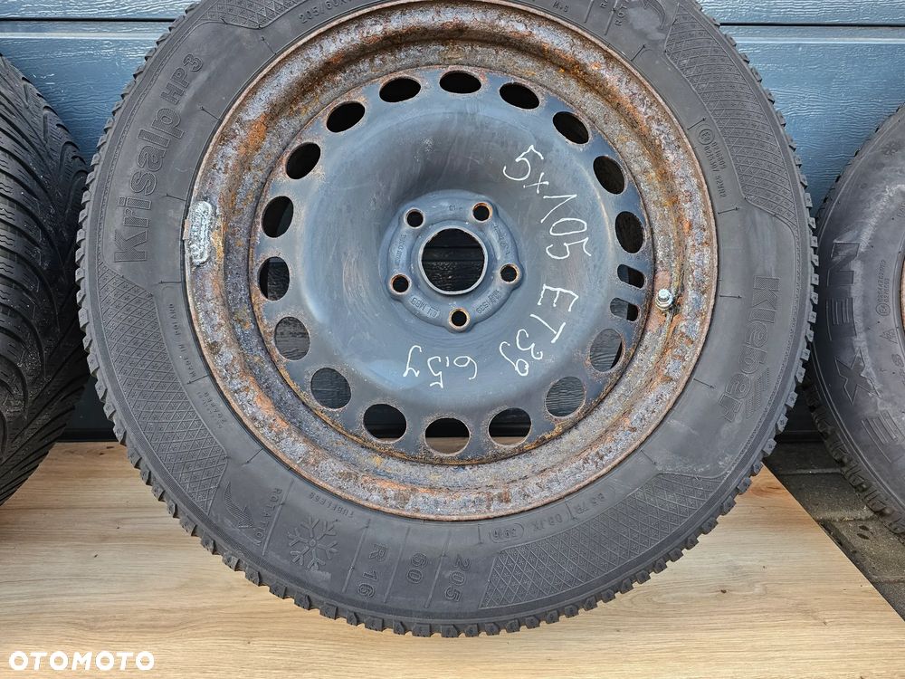 KOŁA FELGI STALOWE OPONY ZIMOWE 205/60 R 16 OPEL ASTRA J K MOKKA 5x105 ET39 6,5J - 6