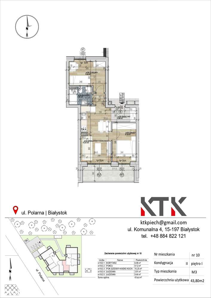 Mieszkanie na sprzedaż, 3 pokoje, 44 m², Białystok