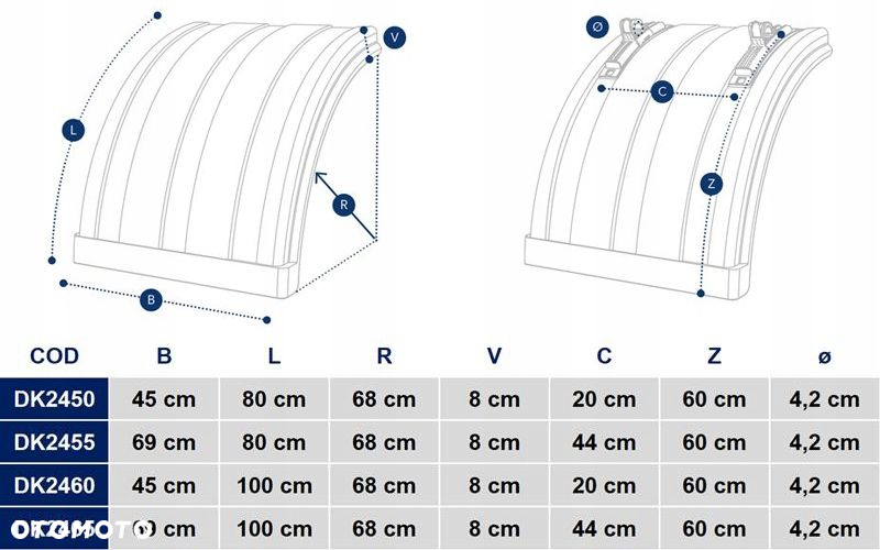 NADKOLE BŁOTNIK PLASTIKOWY TYLNY 690MM Z MOCOWANIEM - 2